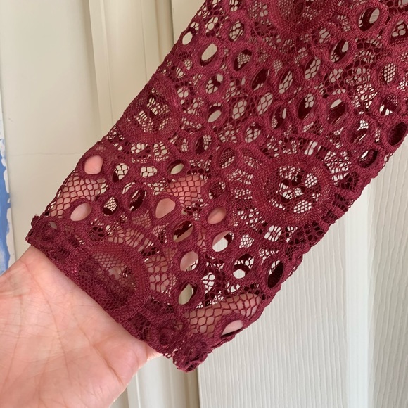 ModCloth burgundy crochet overlay dress - Picture 5 of 5